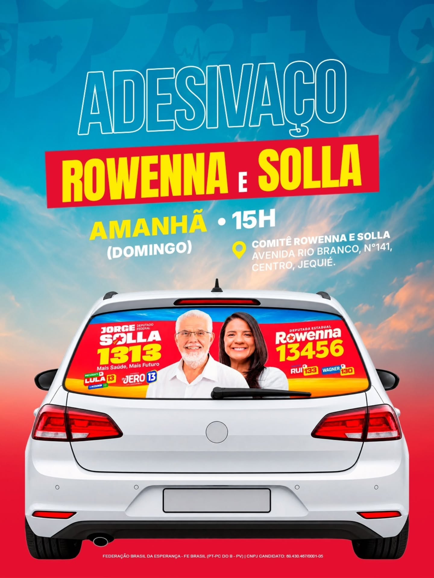 Adesivaço de Jorge Solla e Rowenna em Jequié