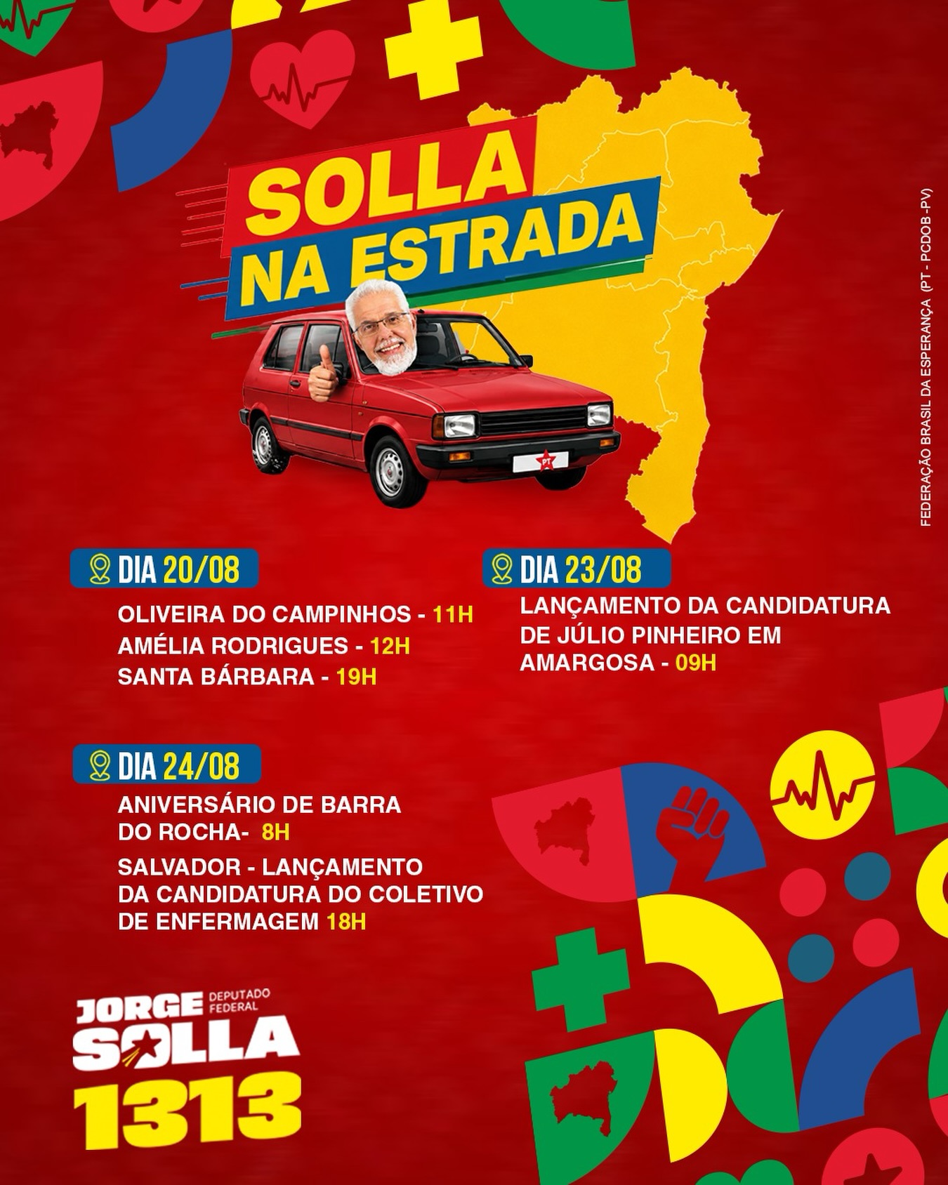 Agenda de Jorge Solla na Bahia em agosto