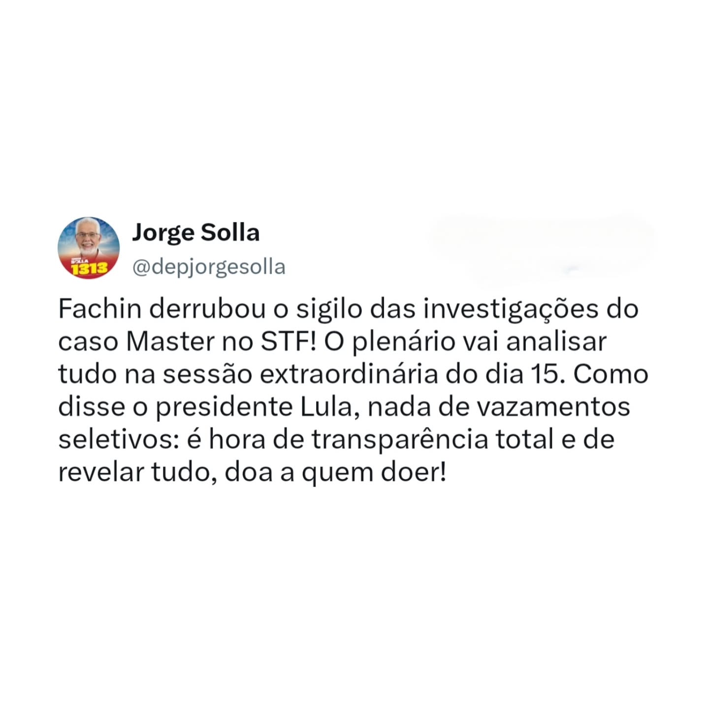 Fachin derruba sigilo do caso Master