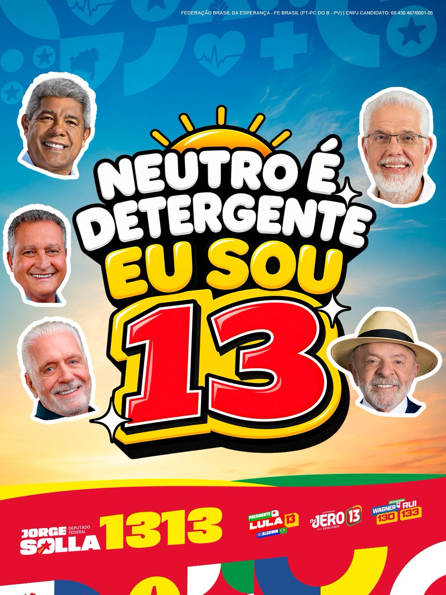 Foto de campanha com Lula 13 e Solla 1313