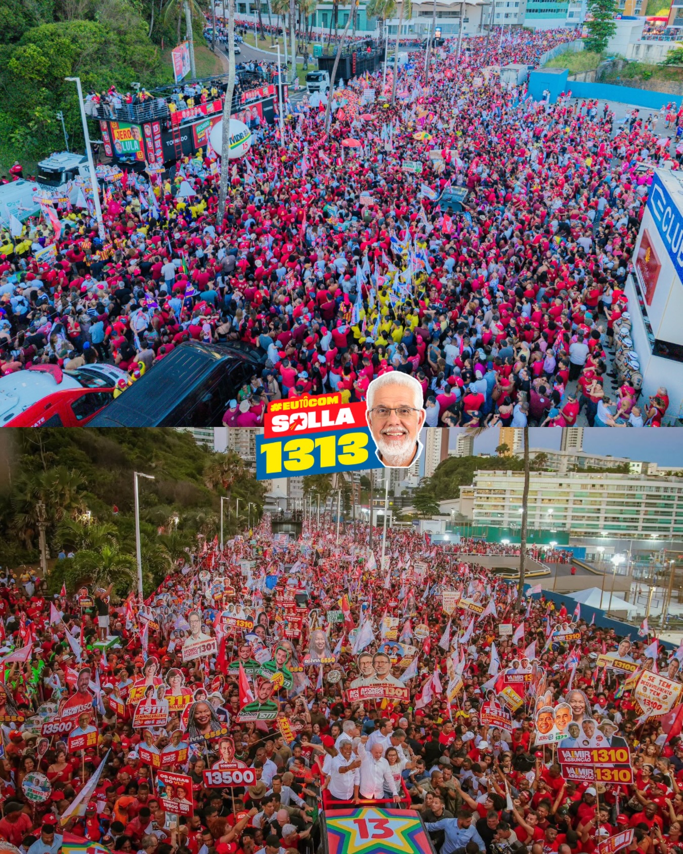 Foto de campanha com Lula, Jerônimo, Jaques Wagner, Rui e Jorge Solla