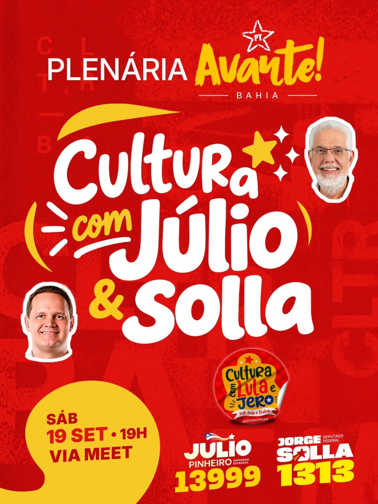 Plenária Virtual de Cultura com Solla e Júlio Pinheiro